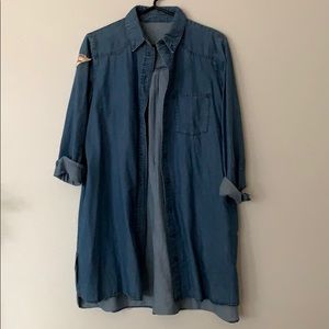 Long denim over shirt